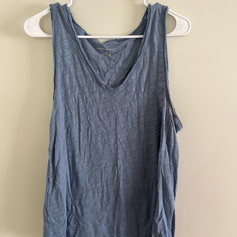 American Eagle Outfitters Blue Sleeveless Relaxed Tank Top